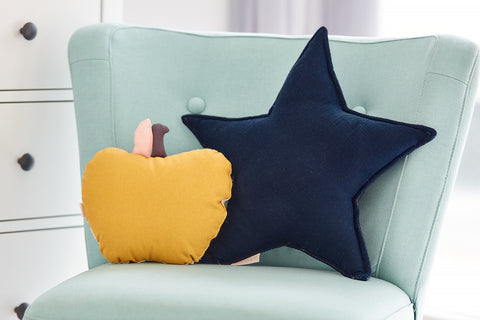 Cuscino stella in mussola blu scuro