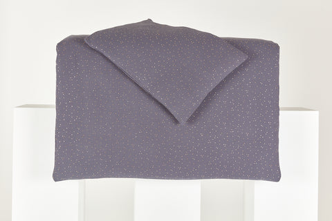 Set biancheria da letto in mussola con pois dorati su fondo grigio