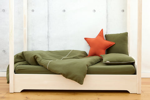 Completo letto matrimoniale crêpe verde autunno