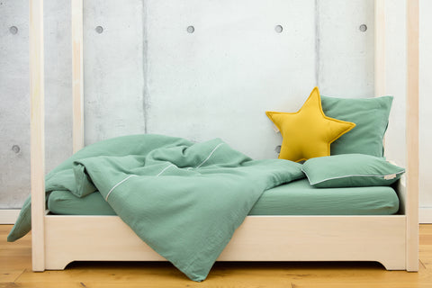 Completo biancheria da letto doppio crêpe verde giada
