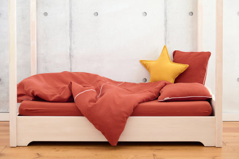 Completo biancheria da letto doppio crêpe rosso autunno rosso
