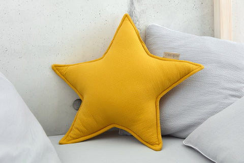 Cuscino stella double crepe giallo senape