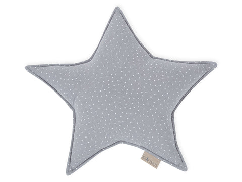 Cuscino stella in mussola a pois grigi