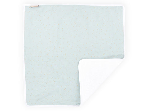 Fasciatoio in mussola con pois dorati su fondo verde