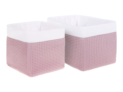 Cestino in piqué rosa waffle