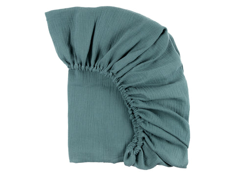 Lenzuolo con angoli in mussola blu nilo