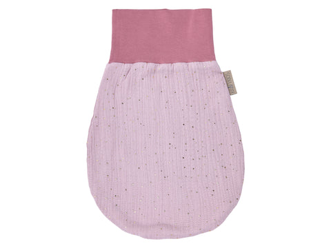 Borsa pagliaccetto autunno inverno in mussola pois dorati su fondo rosa