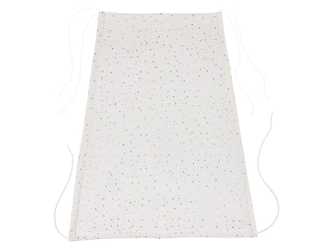 Vela ombreggiante in mussola con pois dorati su fondo bianco