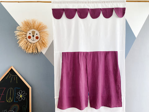 Teatrino delle marionette Spettacolo di Punch e Judy in mussola viola inclusa asta telescopica