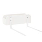 Das KraftKids Bettschutzgitter Rausfallschutz mit Stauraum 60 cm breit ist ein weißes, minimalistisches Bettschutzgitter mit abgerundeten Kanten und zwei flachen Stützfüßen zur sicheren Befestigung, das einen stilvollen Fallschutz und zusätzlichen Stauraum bietet.