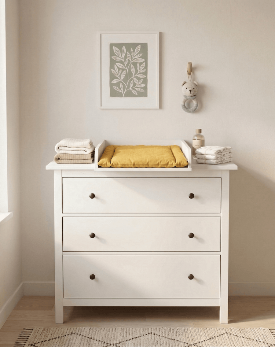 KraftKids piano fasciatoio bianco adatto per cassettiera HEMNES larga 108 cm, pannello, superficie fasciatoio 50 x 70 cm