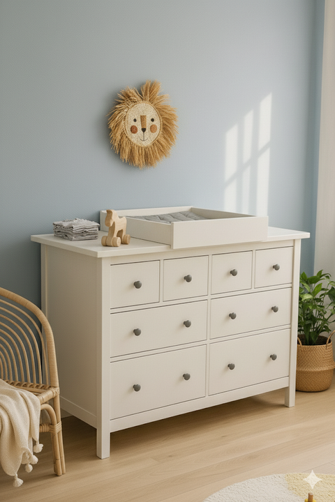 Wickelaufsatz bianco per fasciatura trasversale adatto per comò HEMNES larghi e stretti