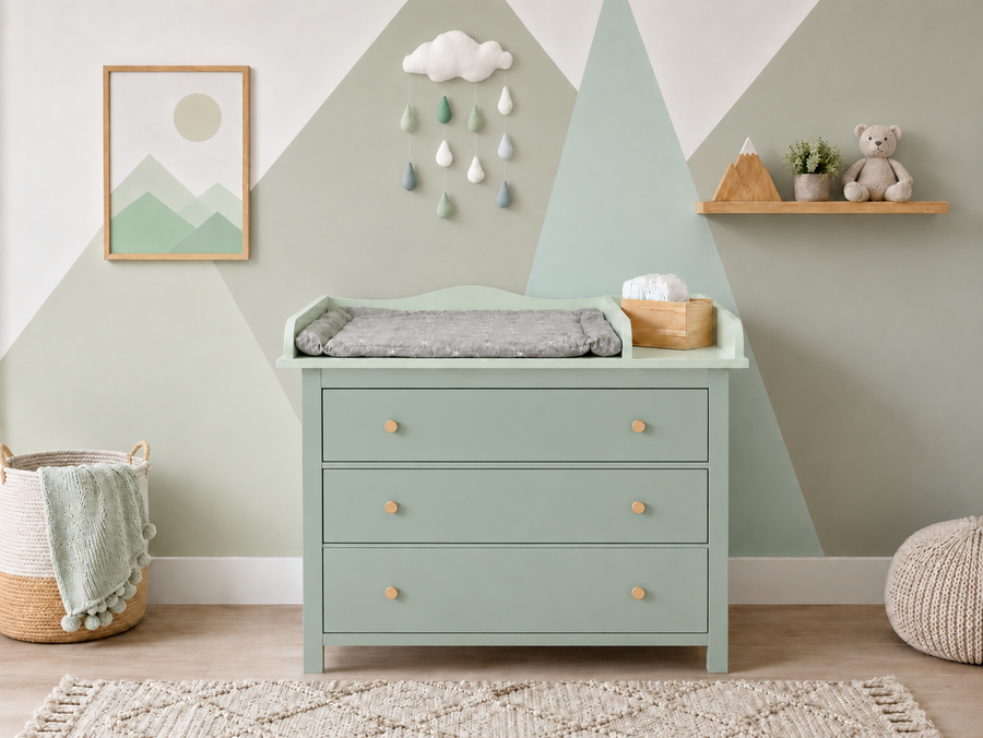 KraftKids copertura fasciatoio XXL verde pastello extra larga 108 cm con scomparto divisorio per HEMNES largo 108 cm
