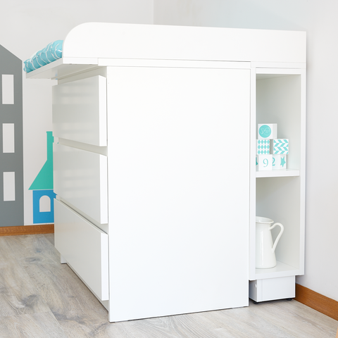 Ripiano portaoggetti per fasciatoio bianco adatto alla cassettiera MALM