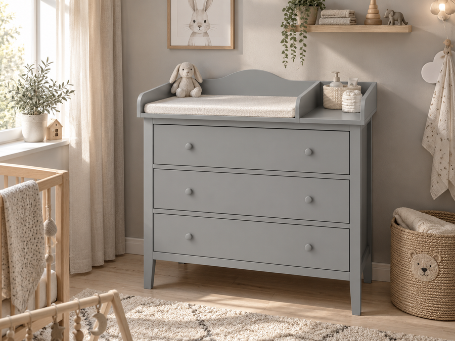Piano fasciatoio per GULLABERG 99 cm – XXL, grigio, con scomparto divisorio