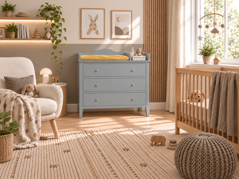 Piano fasciatoio per GULLABERG 99 cm – XXL, grigio, con scomparto divisorio
