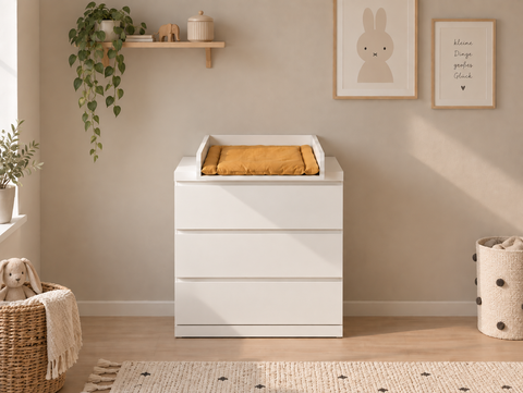 Piano fasciatoio per comò STORKLINTA con 3 o 4 cassetti – Bianco