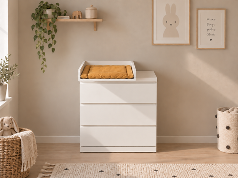 Piano fasciatoio per comò STORKLINTA con 3 o 4 cassetti – Bianco