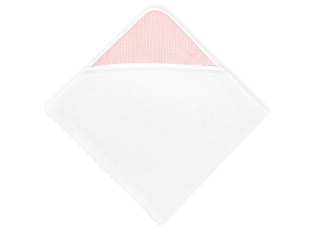 Asciugamano con cappuccio foglie piccole rosa su bianco