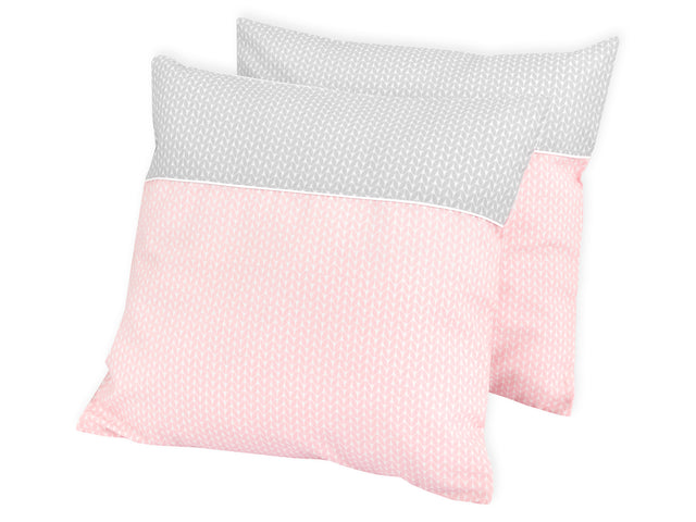Federa per cuscino foglie piccole rosa su bianco