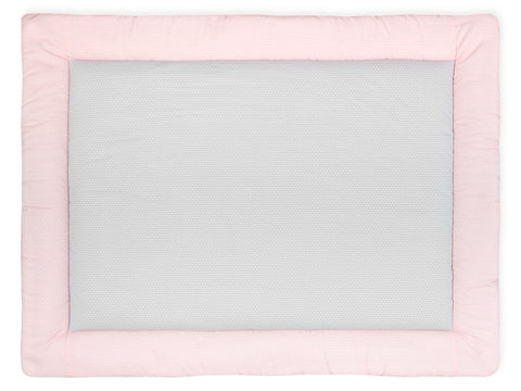 Tappeto gioco foglie piccole grigio chiaro su bianco foglie piccole rosa su bianco