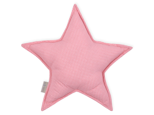 Cuscino stella pois bianchi su rosa corallo