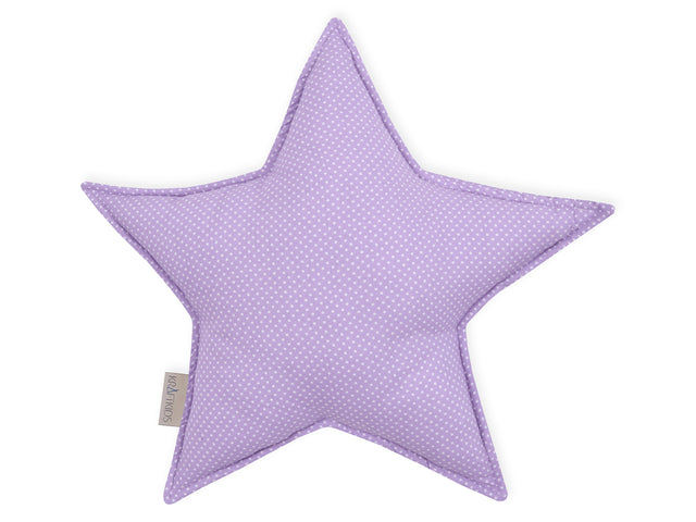 Cuscino a stella con punti bianchi su viola