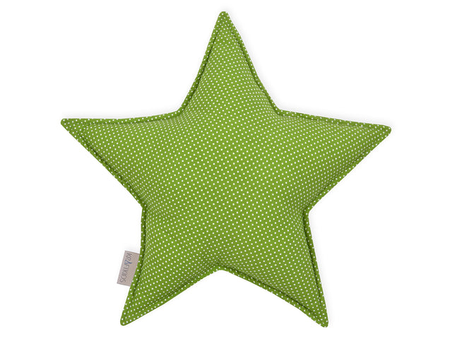 Cuscino a stella con punti bianchi su verde
