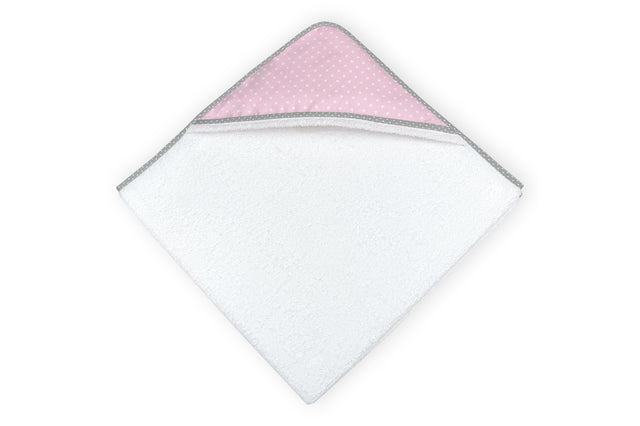 Asciugamano con cappuccio punti bianchi su rosa