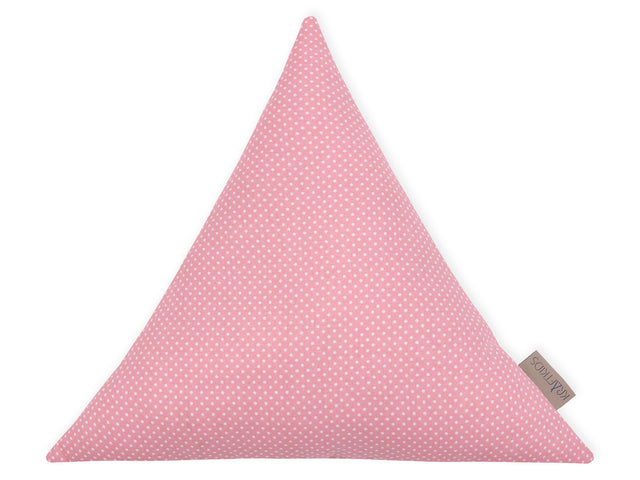 Triangolo in tessuto pois bianchi su fondo rosa corallo