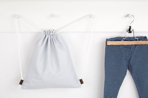 Borsa da palestra foglie piccole grigio chiaro su bianco