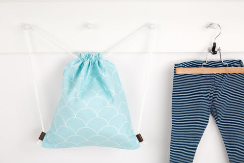 Borsa da palestra semicerchi bianchi su menta pastello