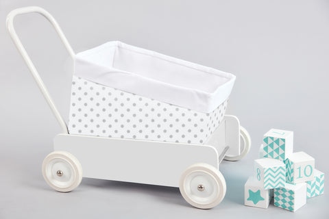 Cestino bianco semplice con punti grigi su bianco