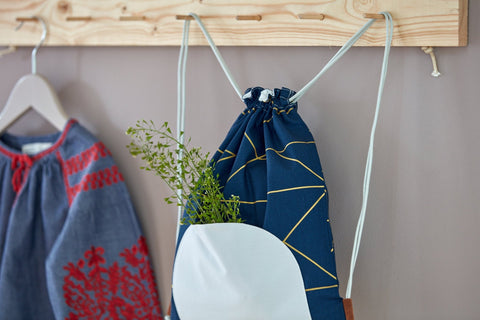 Borsa da palestra linee dorate su blu scuro