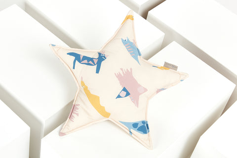 Cuscino stella I dinosauri di Zoe su beige