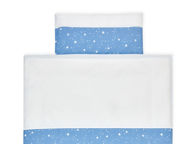 Set biancheria da letto triangoli arrotondati bianco su blu