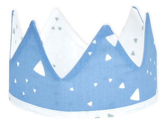 Corona in tessuto con triangoli arrotondati bianchi su blu