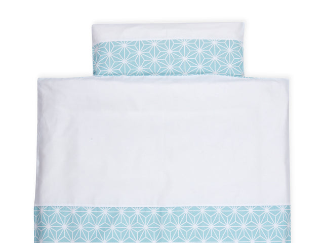 Set biancheria da letto Diamante bianco su azzurro pastello