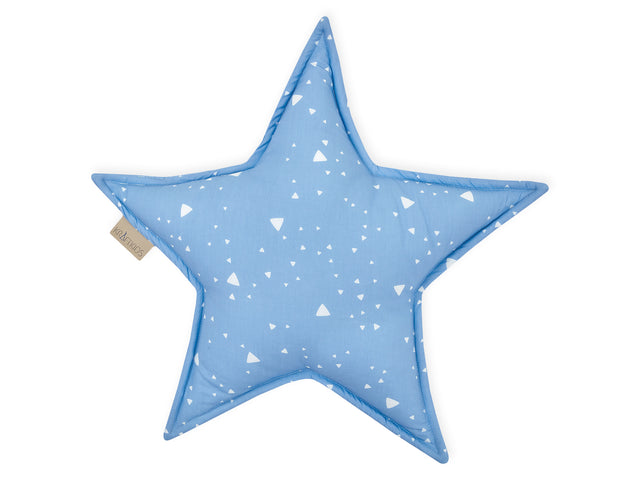 Cuscino a stella con triangoli arrotondati bianchi su blu