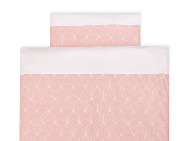 Set biancheria da letto con diamanti bianchi sottili su rosa antico