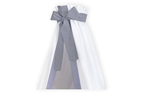 Letto a baldacchino a righe sottili blu scuro