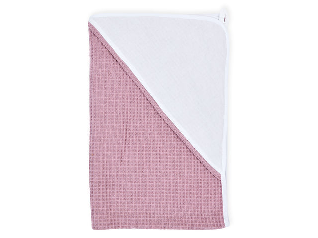 Asciugamano con cappuccio tinta unita bianco waffle piqué rosa