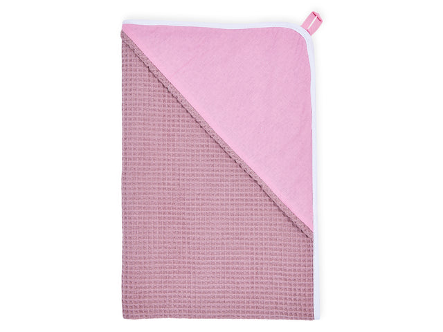 Asciugamano con cappuccio tinta unita rosa waffle piqué rosa