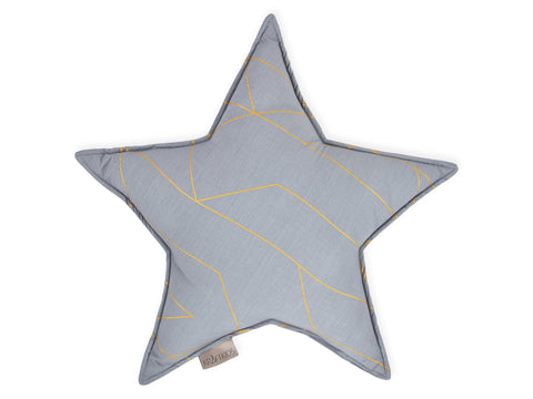 Cuscino a stella con linee dorate su grigio