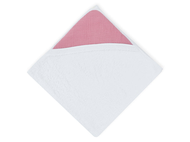 Asciugamano con cappuccio in mussola rosa