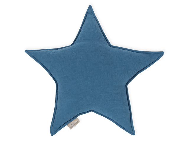 Cuscino stella in mussola blu