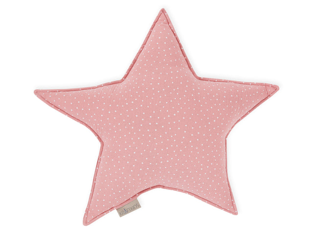 Cuscino stella in mussola a pois rosa