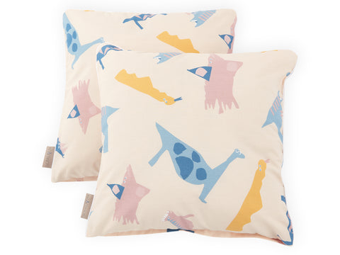 Federa per cuscino I dinosauri di Zoe su beige