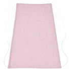 Der Sonnensegel Musselin goldene Punkte auf Rosa von KraftKids ist eine hellrosa Schürze mit kleinen goldenen Punkten und langen weißen Bändern, die flach auf einem weißen Hintergrund liegt.