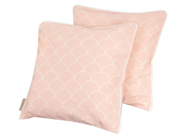 Fodera per cuscino semicerchi bianchi su rosa pastello